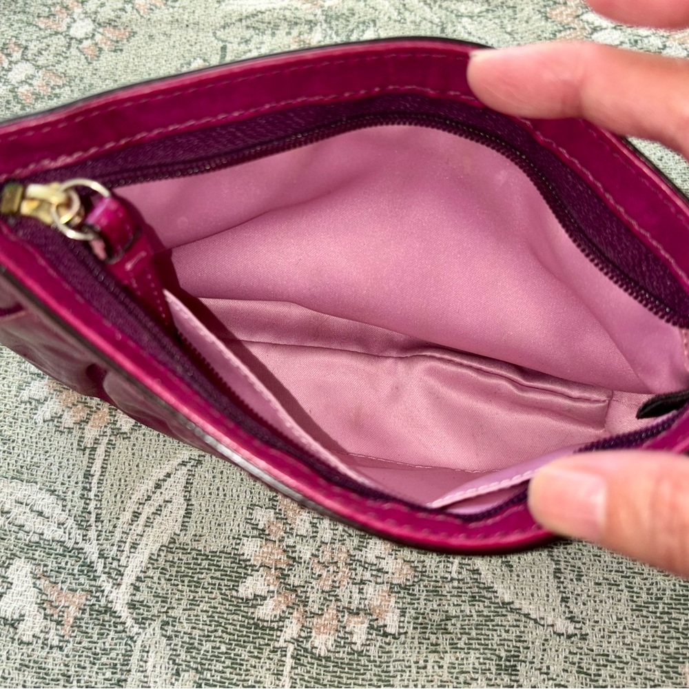 Coach Fuchsia Leather Wristlet - Picture 4 of 4
